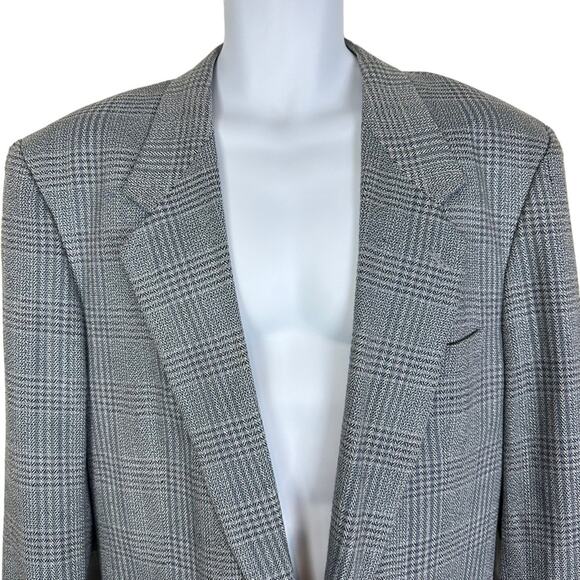 Members Only Mens Plaid Blue Grey Silk Wool Blend Sport Coat Blazer Jacket 44R - Picture 2 of 7